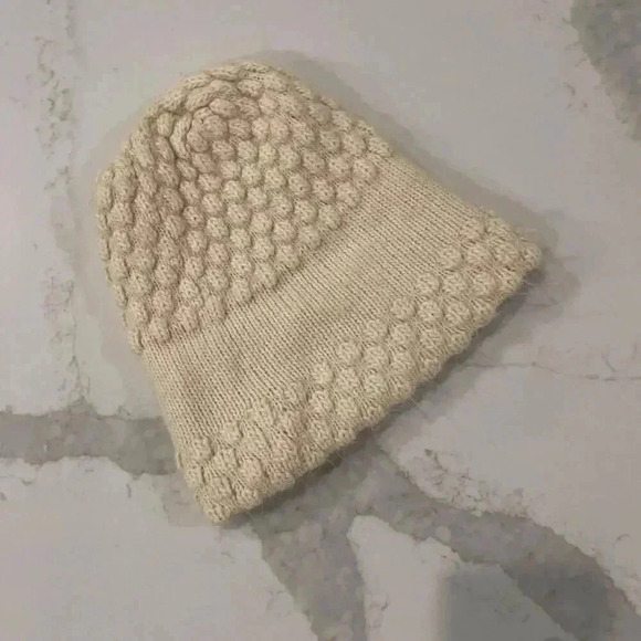 None and/or Unknown Accessories - Winter Beanie Popcorn Texture Knit Hat Cream Color Stretchy Cozycore Outerwear